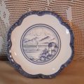 Blue and white plate - hand painted decorative - 17 cms