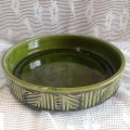 S.A. Green ceramic bowl - decorative geometric design numbered 26cm dia