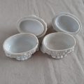 Porcelain Staffordshire fairing - tiny lidded box with porcelain tea set on top - has chips