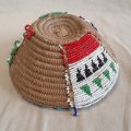 Zulu Beaded Beer pot cover - Mbenge - Ilala palm and traditioal beads