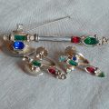 Coro brooch and earings - Battle Axe - Rhinestones