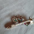 Coro brooch and earings - Battle Axe - Rhinestones