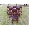 Set Of 6 French Embossed Walnut Leather Chairs