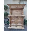 Victorian Ornately Carved Cabinet in a Contemporary Bleached / Natural Wood Finish