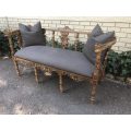 Venetian Walnut Carved Bench Circa 19th Century upholstered