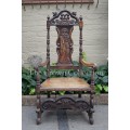 Medieval English Oak Throne / King Chair with Carved Back Panel ND