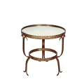 Wrought Iron Round Side Table with Bevelled Mirror Top