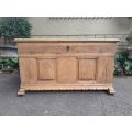 An Antique 19h Century Circa 1824 Carved Oak Wood Kist (Could be used as a Coffee Table) in a Ble...