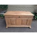 An Antique 19h Century Circa 1824 Carved Oak Wood Kist (Could be used as a Coffee Table) in a Ble...