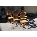 Set of 6 Early 20th Century Oak Chairs with Rattan Seats