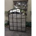Wrought Iron Arched Window Pane Mirror - Rust
