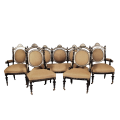 Mid Victorian Ebonised set of 3 Seater settee, 2x arm chairs and 2x chairs with Mother of Pearl I...
