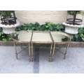 Set of 3 Gilded Wrought Iron Coffee Tables with Gallery Sides (Mirror top)