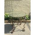Gilded Wrought Iron Table with Scroll Detail and Mirror Top