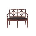 Mahogany Two Seater Bench/Settee in leather upholstered