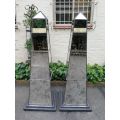 Pair Antique Style Mirrored Obelisks -ND