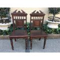 Pair Antique Carved Hall Chairs