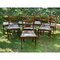 Set of 8 Regency Style Mahogany Dining Chairs with brass inlaid tablets