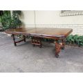 Henry II Walnut extension dining table with 3 leaves (8  10-Seater)