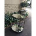 Round Wrought Iron and Bevelled Mirrored Table (Custom made)