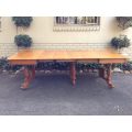 American Colonial oak extending dining table with lion paw feet, 3x extensions (8 Seater)