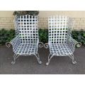 A Pair Of Custom-Made Heavy Wrought Iron Armchairs In a Painted Silver Antique Finish