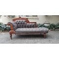 Victorian Eastlake Chaise Circa 1870/1890 (upholstered English linen deep buttoned upholstery)