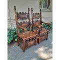 A Pair of Antique 18th / 19th Century Walnut Ornately Carved King / Throne