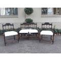 A 19th Century 3 Piece Set Of Oak Settee And Pair Of Armchairs