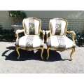 A Pair of 19 Century Giltwood Louis XVI Fauteuil Style Armchairs Circa 19th Century