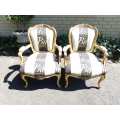 A Pair of 19 Century Giltwood Louis XVI Fauteuil Style Armchairs Circa 19th Century