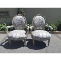 Pair of French Style Carved Armchairs, Light Natural Colour in (upholstered Imported Linen and Co...