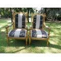 Pair French Style Gilded Arm Chairs