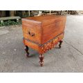 An Anglo Indian Burmese Teak Chest on Stand with Ebony Inlay. Circa 1880