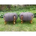 Pair of French Style Hand-Gilded with Gold Leaf Tuffets / Ottomans