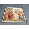 Antique Aubusson French Tapestry Garden Party Scene Hand Woven Circa.19th Century
