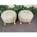 Pair Of French Style Hand-Gilded With 2Gold Leaf Tuffets / Ottomans