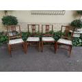 A Set Of Four (4) Bleached / NaturalMid Century Wood Riempie Chairs