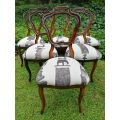 Set of 6 / six Circa 1910 Walnut Chairs Upholstered in a Contemporary Hertex Fabric