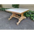 A 19th Century Walnut Heavily Carved and Bleached Table With Cream Marble Top (68-Seater)
