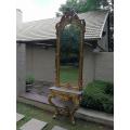 A French gilt console table and mirror with marble top Circa 1900