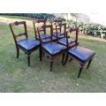 Set of six early Victorian chairs upholstered in black leather upholstered