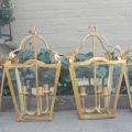 A Pair of Hand Gilded Large Sized Lanterns With Drip Trays For Candles