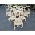 A Set Of Ten Antique French Provincial Carved Bleached / Natural Oak Dining Chairs With Rattan Se...