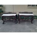 A near pair of Anglo Indian Rosewood Serpentine Console / Server Tables (one 19th Century and one...