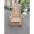 An English Caved and Bleached / Natural Wood Finish Wooden Armchair