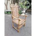 An English Caved and Bleached / Natural Wood Finish Wooden Armchair