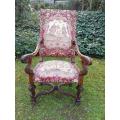 A 19th Century Walnut Louis Fourteenth Style Chair Elaborately Carved And With A Splendid Origina...