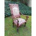 A 19th Century Walnut Louis Fourteenth Style Chair Elaborately Carved And With A Splendid Origina...