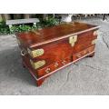 A Rare 18th Century Dutch Walnut Chest/Trunk With Heavy Brass Hardware And Mounts